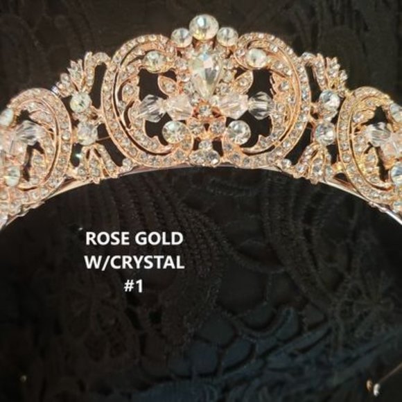 New, unworn Rose Gold Tiara for wedding, pageant, prom, or quinceanera crown main image 12